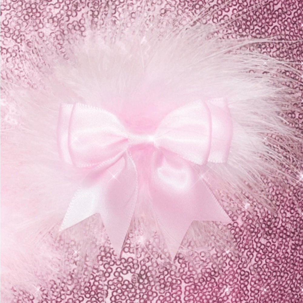 Mini pink satin marabou bows hair accessories